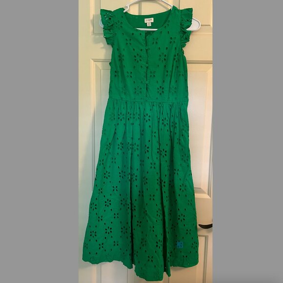 J.Crew Factory Green Eyelet Shirt Dress - Picture 2 of 2